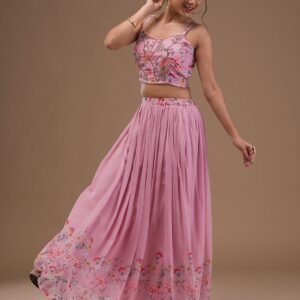 Printed Georgette Readymade Lehenga