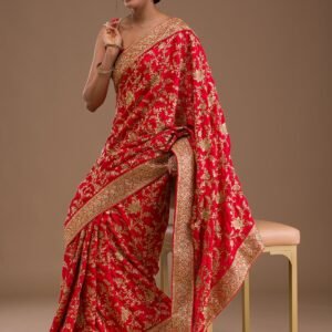 Red Zariwork Crepe Saree