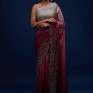 Wine Tissue Designer Saree