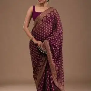 Wine Zariwork Georgette Saree