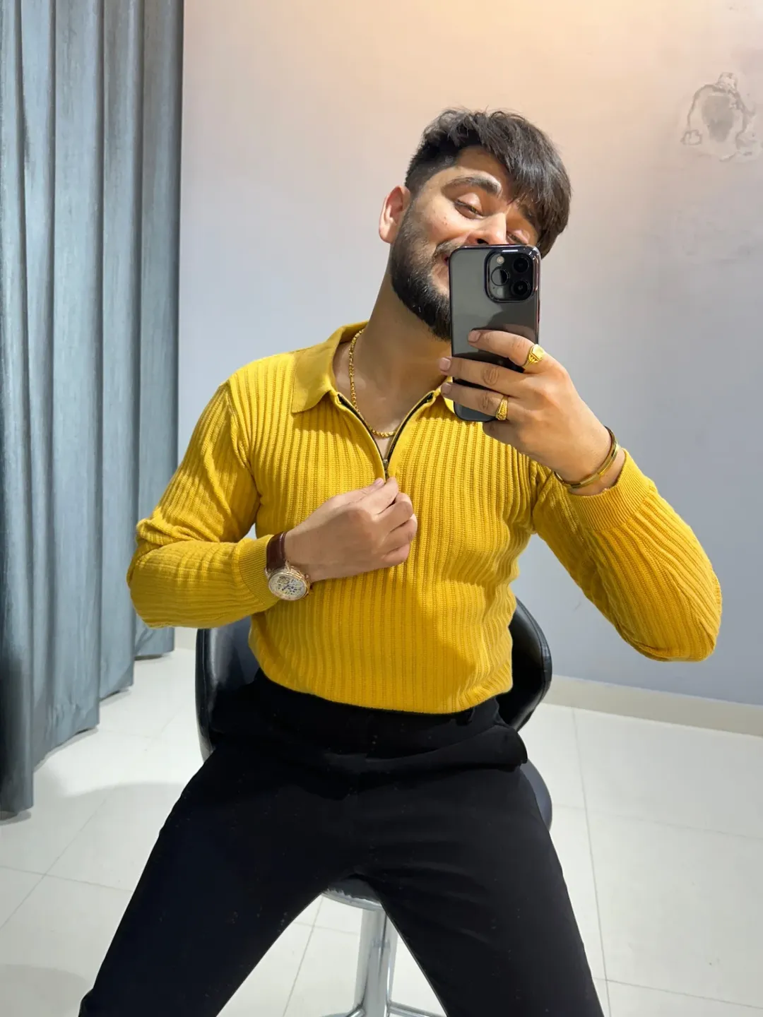 Premium Embroidered Yellow Designer Shirt for Men | Elegant Party & Clubwear