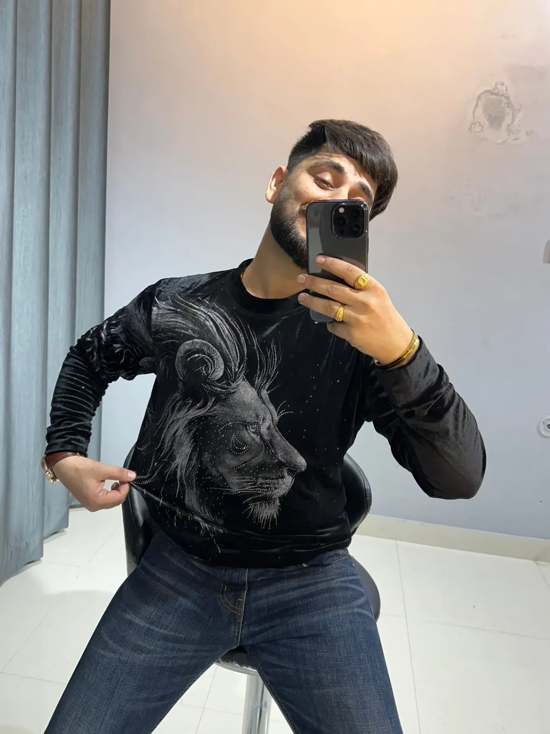 Luxury Black Tiger Designer Shirt for Men | Gold Embroidered Partywear Shirt White - Image 2