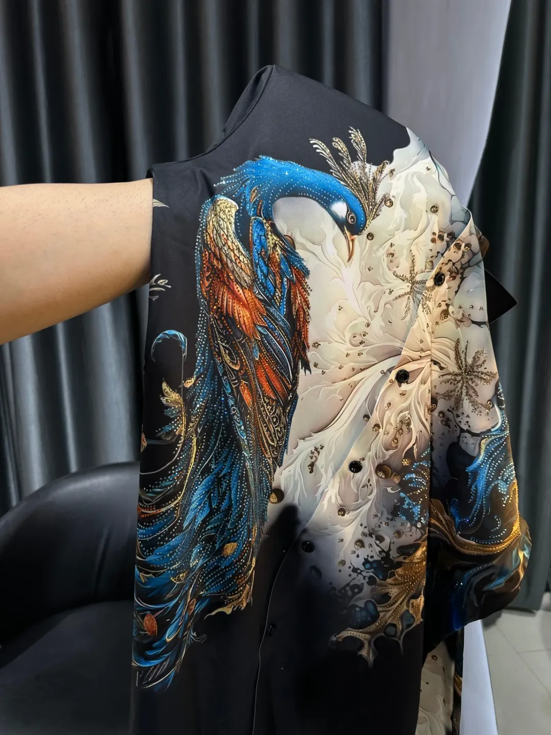 Luxury Black Designer Shirt for Men | Gold Embroidered Partywear Shirt Colour - Image 6