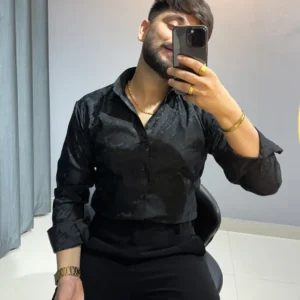 Premium Embroidered Black Designer Shirt for Men | Elegant Partywear