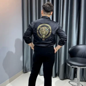 Premium Embroidered Black Designer Shirt for Men | Elegant Party & Clubwear